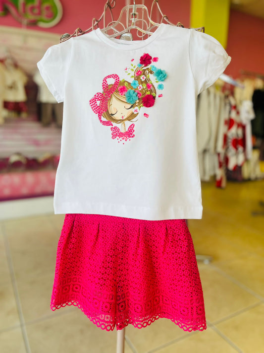 Fucsia Flower Girl Mayoral Set