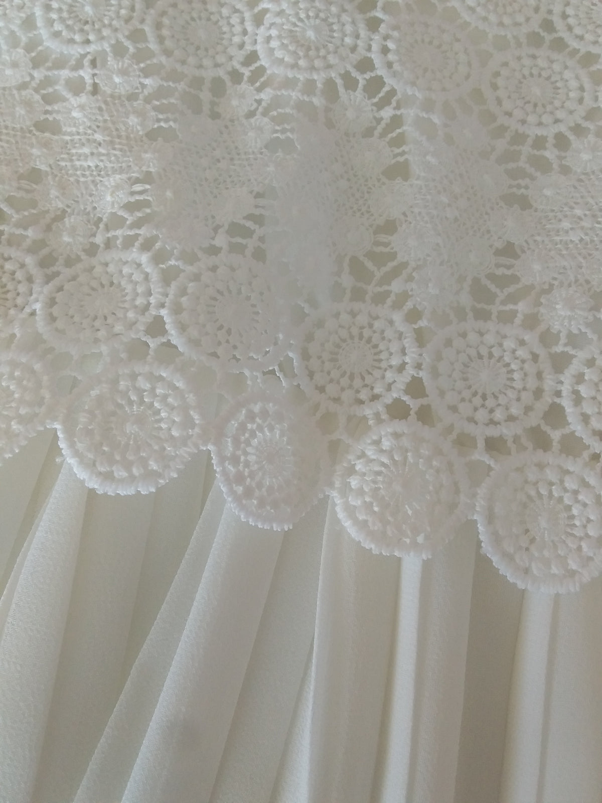 White Chiffon Dress with Gipure for Teens